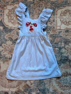 Girls' sleeveless Ruffle Strap Dress with Cheerleader Appliqué